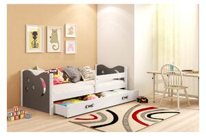 Dětská postel s úložným prostorem s matrací 80x160 LAZORA - bílá / grafit