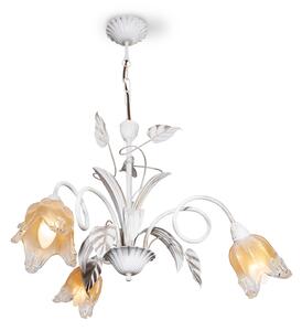 Light for home - Závěsný lustr na řetězu 8703 "LUCIA", 3X40W, E14, bílá, zlatá, patina
