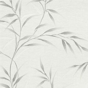Vliesové tapety na zeď GMK Fashion for walls 5 10528-31, rozměr 10,05 m x 0,53 m, lístky stříbrné na bílém pokladu, Erismann
