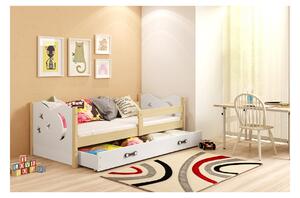Dětská postel s úložným prostorem s matrací 80x160 LAZORA - borovice / bílá