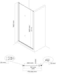 Oltens Rinnan sprchové dveře 80 cm sklopné 21207300
