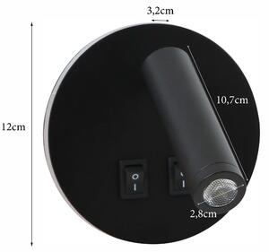 Immax GOAL 2 Vypínače, designové nástěnné LED 6W svítidlo, ČERNÉ