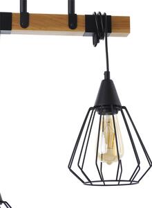 Light for home - Závěsné svítidlo na lankách 20933 "CAMEROON", 2x60W, E27, černá, přírodní olše