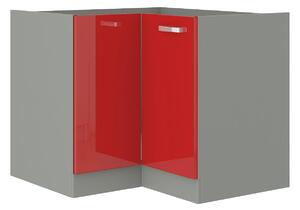 Dolní rohová skříňka ULLERIKE - 89x89 cm, červená / šedá