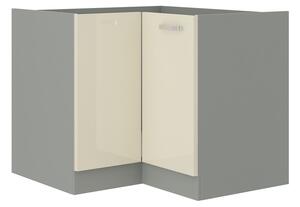 Dolní rohová skříňka ULLERIKE - 89x89 cm, krémová / šedá