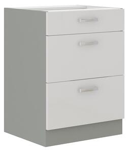 Šuplíková skříňka ULLERIKE - šířka 60 cm, bílá / šedá