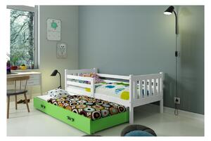 Dětská postel s přistýlkou bez matrací 80x190 CHARIS - bílá / zelená