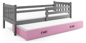 Dětská postel s přistýlkou bez matrací 80x190 CHARIS - grafit / růžová