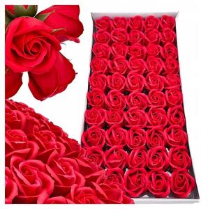 Mýdlové růže červené flower box 50 kusů hlaviček se stopkou do kytic