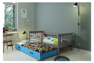 Dětská postel s přistýlkou bez matrací 80x190 CHARIS - grafit / modrá