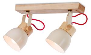 Light for home - Stropní bodové svítidlo na dřevěné liště 40233 "VIANA", 2x60W, E27, béžová, přirozená borovice