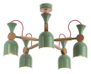 Light for home - Lustry na tyči 60055 "MONTE", 5x60W, E27, olivová, přírodní olše