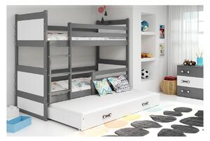 Dětská patrová postel s přistýlkou bez matrací 80x160 FERGUS - grafit / bílá