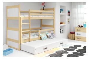 Dětská patrová postel s přistýlkou bez matrací 80x160 FERGUS - borovice / bílá