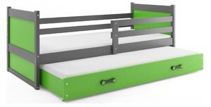 Dětská postel s přistýlkou a matracemi 90x200 FERGUS - grafit / zelená