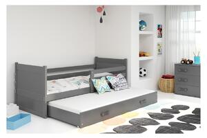 Dětská postel s přistýlkou a matracemi 80x190 FERGUS - grafit