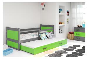Dětská postel s přistýlkou bez matrací 80x190 FERGUS - grafit / zelená
