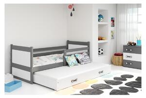 Dětská postel s přistýlkou a matracemi 90x200 FERGUS - grafit / bílá