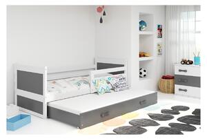 Dětská postel s přistýlkou bez matrací 80x190 FERGUS - bílá / grafit