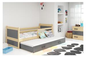 Dětská postel s přistýlkou a matracemi 80x190 FERGUS - borovice / grafit