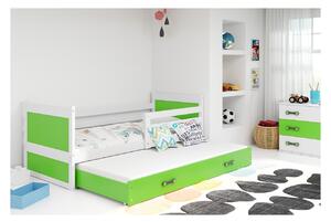 Dětská postel s přistýlkou bez matrací 80x190 FERGUS - bílá / zelená