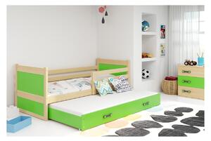 Dětská postel s přistýlkou bez matrací 90x200 FERGUS - borovice / zelená