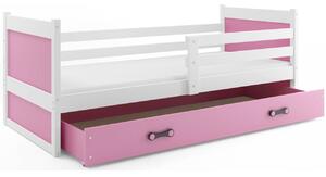 Dětská postel s úložným prostorem bez matrace 80x190 FERGUS - bílá / růžová