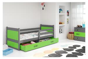 Dětská postel s úložným prostorem bez matrace 80x190 FERGUS - grafit / zelená