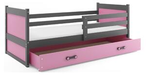 Dětská postel s úložným prostorem bez matrace 80x190 FERGUS - grafit / růžová