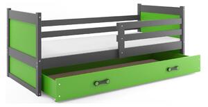 Dětská postel s úložným prostorem bez matrace 90x200 FERGUS - grafit / zelená