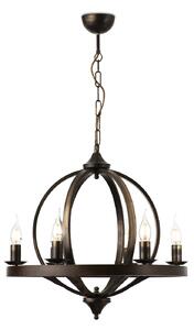 Light for home - Závěsný lustr na řetězu 60409 "KYOLN", 6x40W, E14, černá, zlatá, patina