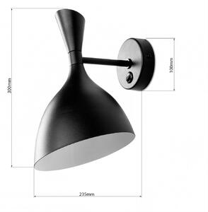Light for home - Moderní nástěnné svítidlo s kovovým stínidlem 10411 "TURIN", 1x40W, E14, Černá