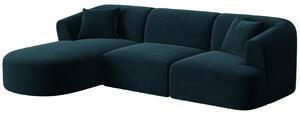 -25 % Dny MOMENTI– Cosmopolitan Design Petrolejově modrá sametová rohová pohovka Campi 256 cm, levá