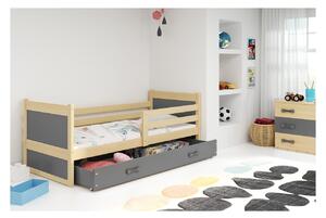 Dětská postel s úložným prostorem bez matrace 80x190 FERGUS - borovice / grafit