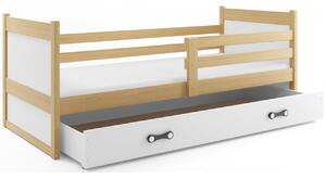 Dětská postel s úložným prostorem s matrací 80x190 FERGUS - borovice / bílá