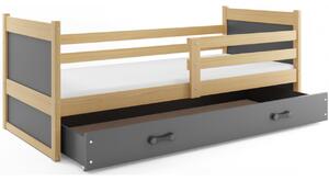 Dětská postel s úložným prostorem bez matrace 90x200 FERGUS - borovice / grafit