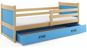 Dětská postel s úložným prostorem bez matrace 80x190 FERGUS - borovice / modrá