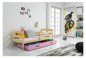 Dětská postel s úložným prostorem bez matrace 80x190 MELANIE - borovice / růžová