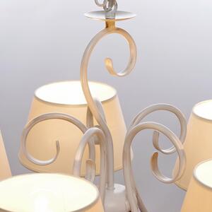 Light for home - Závěsný lustr na řetězu 20505 "JANET", 5x60W, E27, bílá, zlatá, patina