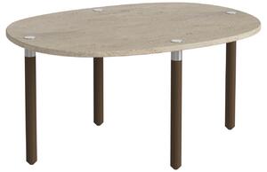 Bolia Béžový kamenný nízký konferenční stolek Tuk 71,5 x 52 cm s tmavou dubovou podnoží