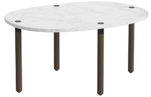 Bolia Šedobílý mramorový nízký konferenční stolek Tuk 71,5 x 52 cm s tmavou dubovou podnoží