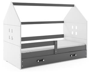 Dětská postel s úložným prostorem ve tvaru domku bez matrace 80x160 PRISCILA - grafit / bílá