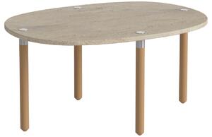 Bolia Béžový kamenný nízký konferenční stolek Tuk 71,5 x 52 cm s dubovou podnoží