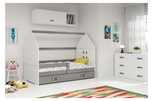 Dětská postel s úložným prostorem ve tvaru domku bez matrace 80x160 PRISCILA - grafit / bílá