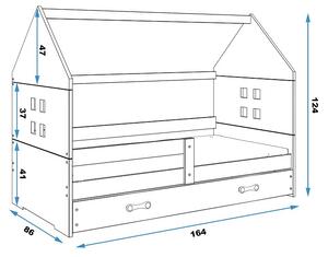 Dětská postel s úložným prostorem ve tvaru domku bez matrace 80x160 PRISCILA - grafit / zelená