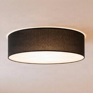 Milagro Lighting Stropní světlo Marshall, černé, Ø 50 cm, kov/ratan, stmívatelný, Černá, Obývací pokoj / jídelna, Dřevo, Moderní