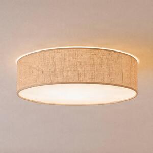 Milagro Lighting Stropní světlo Marshall, hnědé, Ø 50 cm, kov, ratan, stmívatelný, Hnědá / rez, Obývací pokoj / jídelna, Dřevo, Moderní