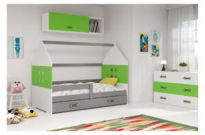 Dětská postel s úložným prostorem ve tvaru domku bez matrace 80x160 PRISCILA - grafit / zelená