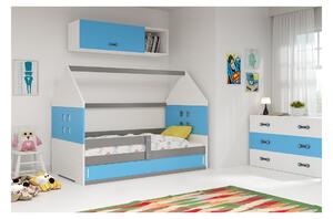 Dětská postel s úložným prostorem ve tvaru domku bez matrace 80x160 PRISCILA 1 - grafit / modrá