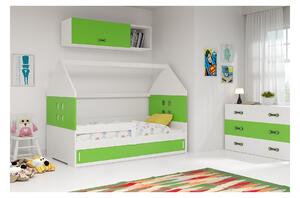 Dětská postel s úložným prostorem ve tvaru domku bez matrace 80x160 PRISCILA 1 - bílá / zelená